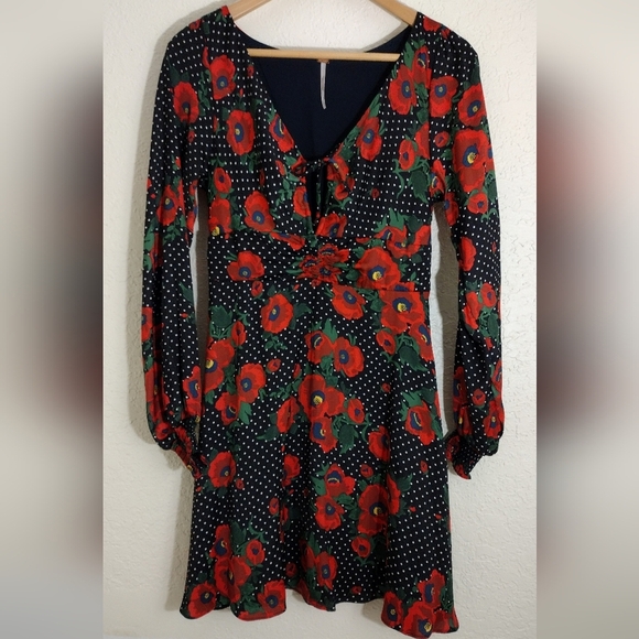 Free People Morning Light Retro Floral Printed Long Sleeve Mini Dress - Picture 4 of 8